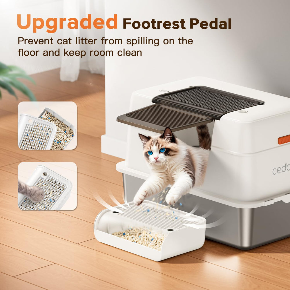 CEDBORR XL premium stainless-litter-box seamless base eliminates leaks for a mess-free home