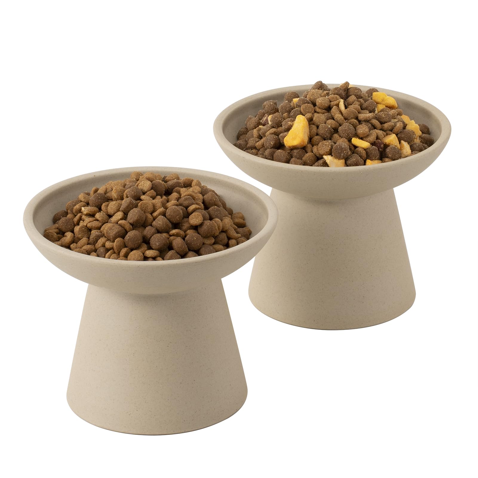 CEEFU extra-wide elevated ceramic cat bowl front view improves whisker-friendly dining.