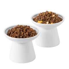 CEEFU extra-wide elevated ceramic cat bowl wide view for easy food access