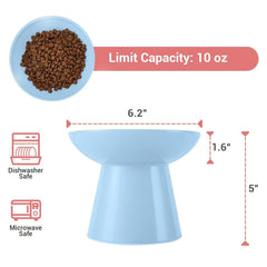 CEEFU plato para gato ancho y bajo, apto para lavavajillas, limpieza fácil en azul.