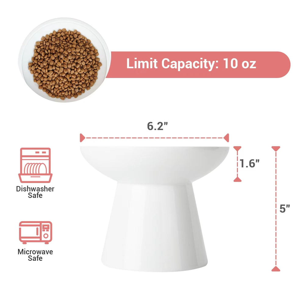 CEEFU whisker-friendly shallow bowl with inner lip reduces spillage
