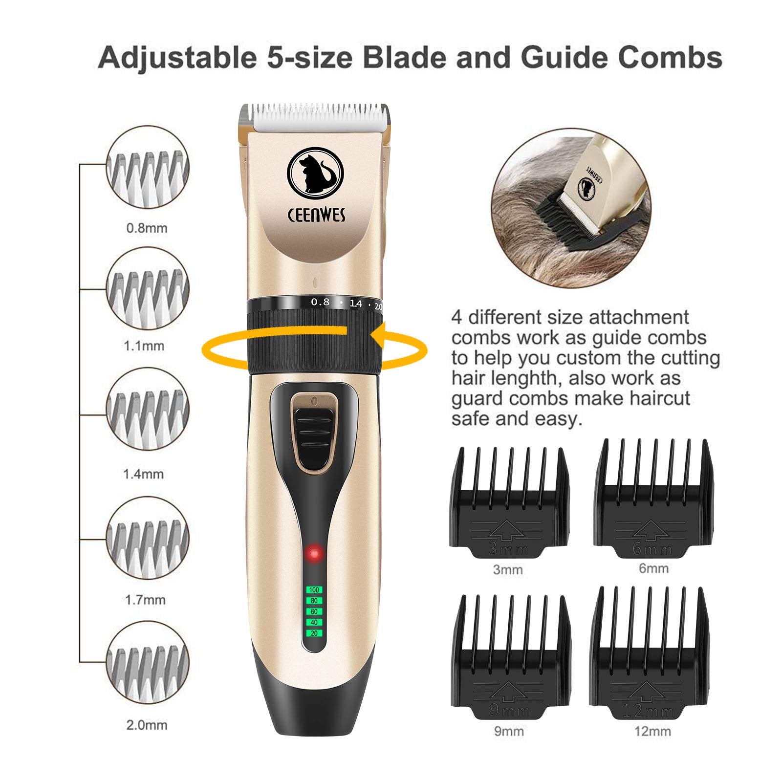 Ceenwes detachable blade system image showcases versatile grooming options.