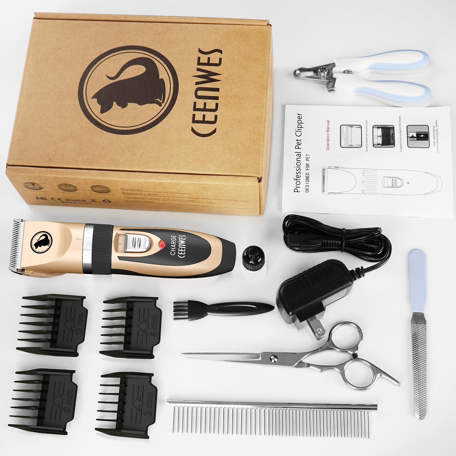 ceenwes dog clippers storage case with accessories organized