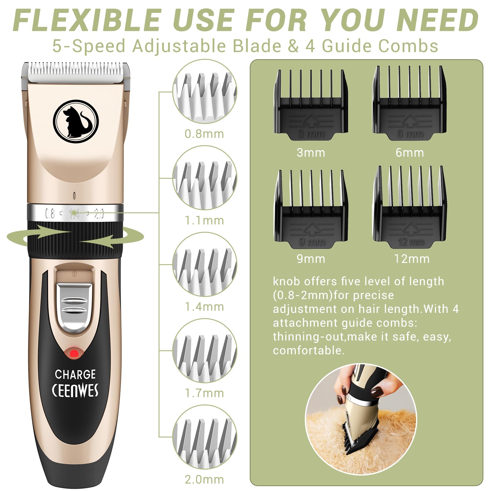ceenwes dog clippers titanium ceramic blade for smooth cuts