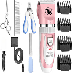 Ceenwes low-noise pet clippers in pink for gentle grooming and quiet trims