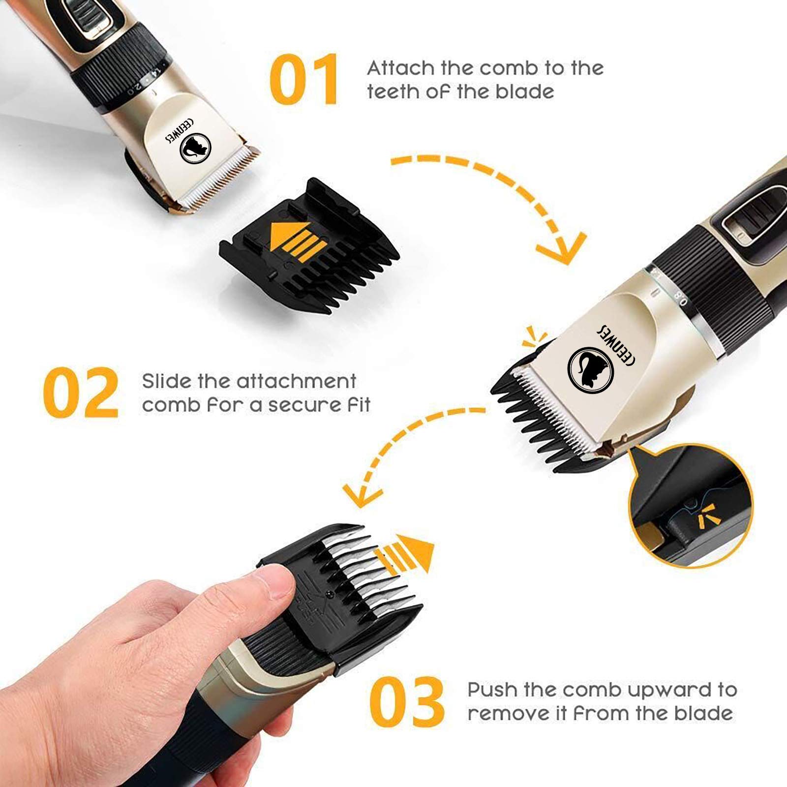 Ceenwes power display dog clippers cord-free setup highlights convenient charging.