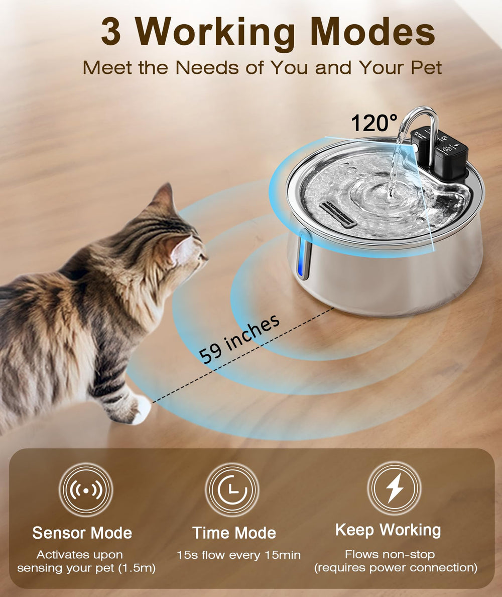 CEESC cordless cat water fountain battery indicator highlights power for cordless operation planning