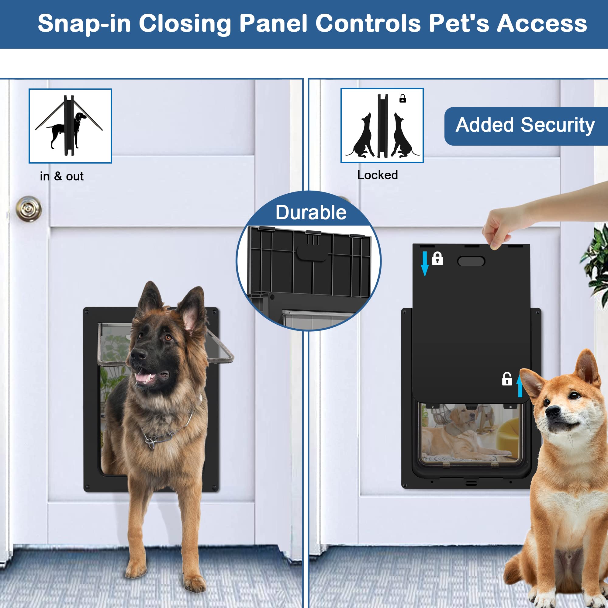 CEESC dog door magnetic bottom seal ensures secure closure to reduce drafts.