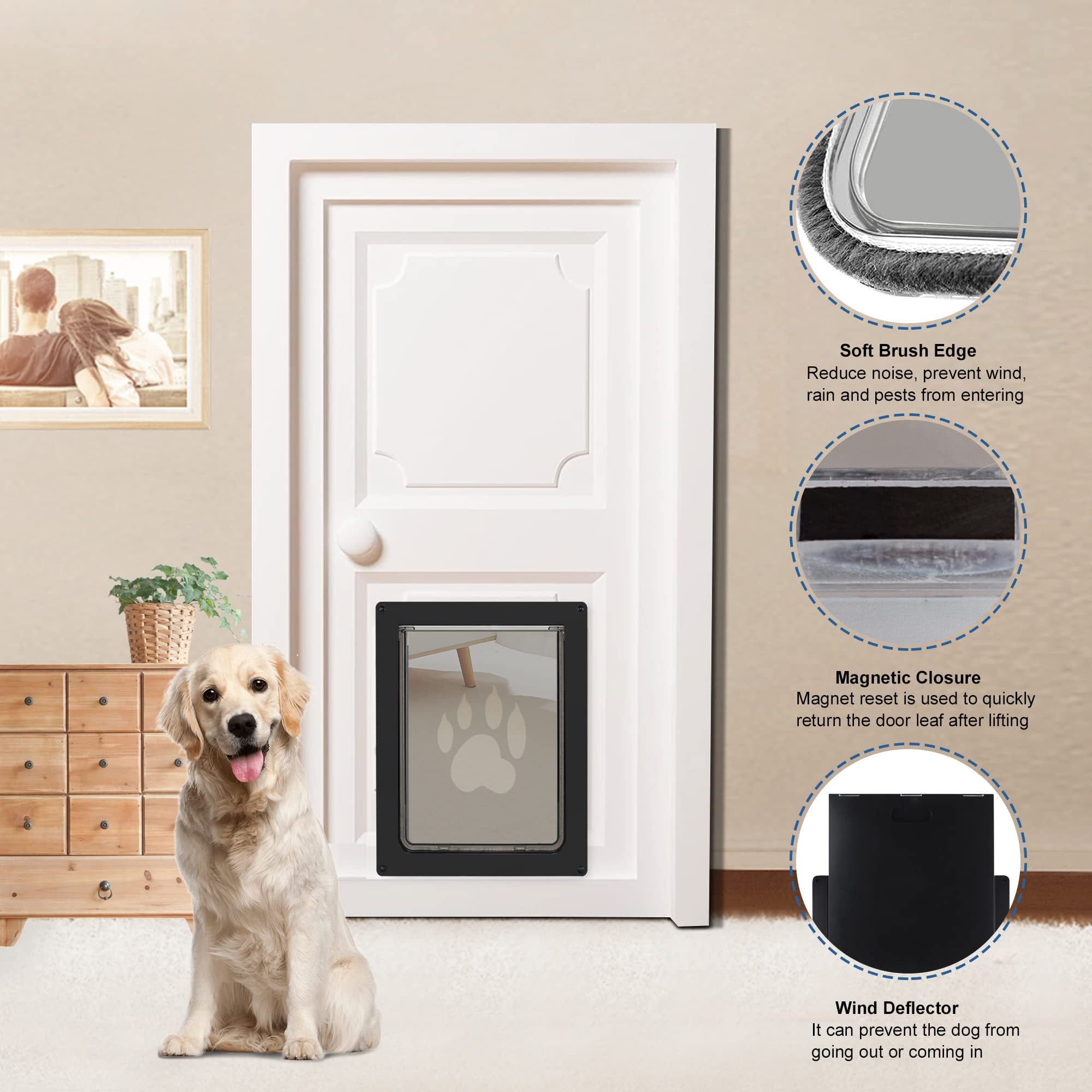 CEESC dog door usage interior-exterior demonstrates versatile home installation and pet access.
