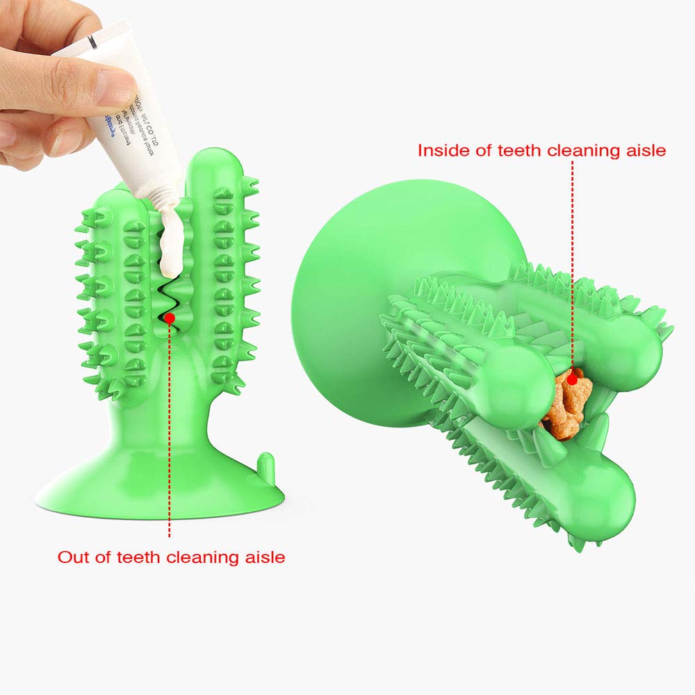 CEESC dog toothbrush chew toy in use demonstrates self-brushing with toothpaste for fresher breath