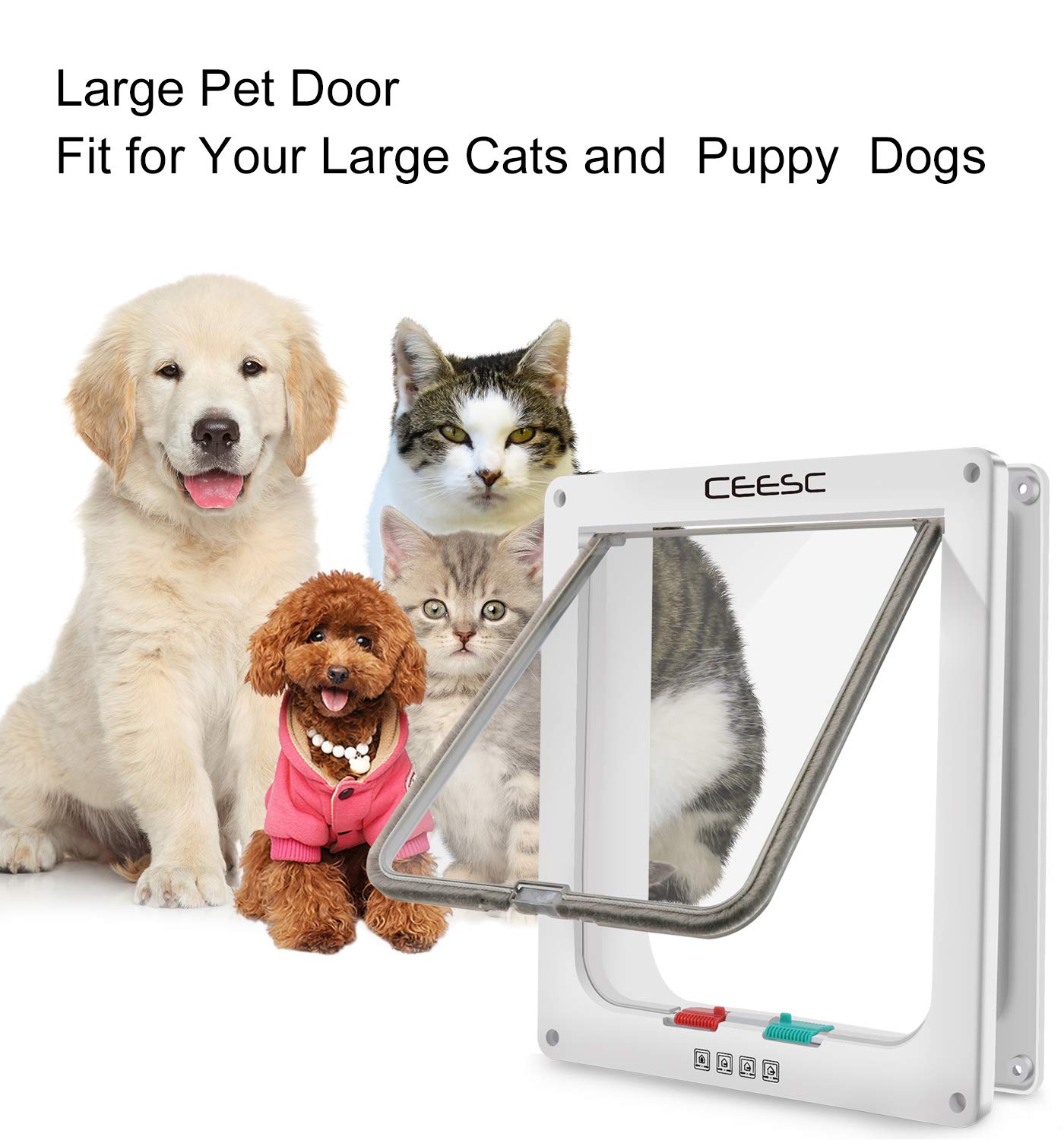 CEESC Extra Large Cat Door cut-out size enables easy door installation in various walls.