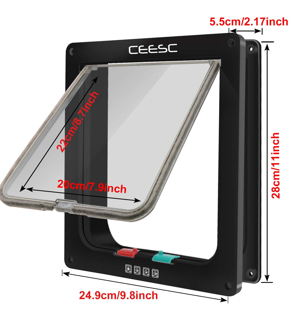 CEESC extra large cat door installation guide image emphasizes simple mounting steps.