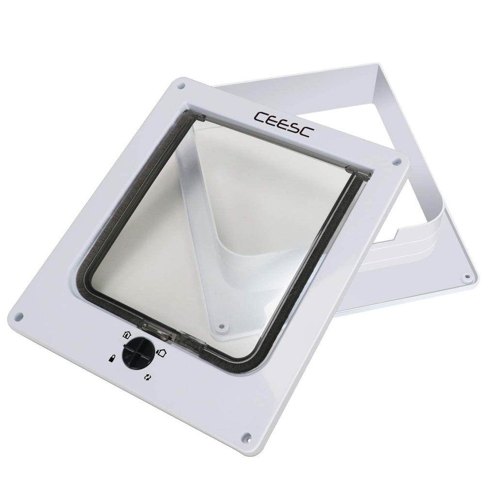 CEESC large cat door cat in use demonstrates easy pet access