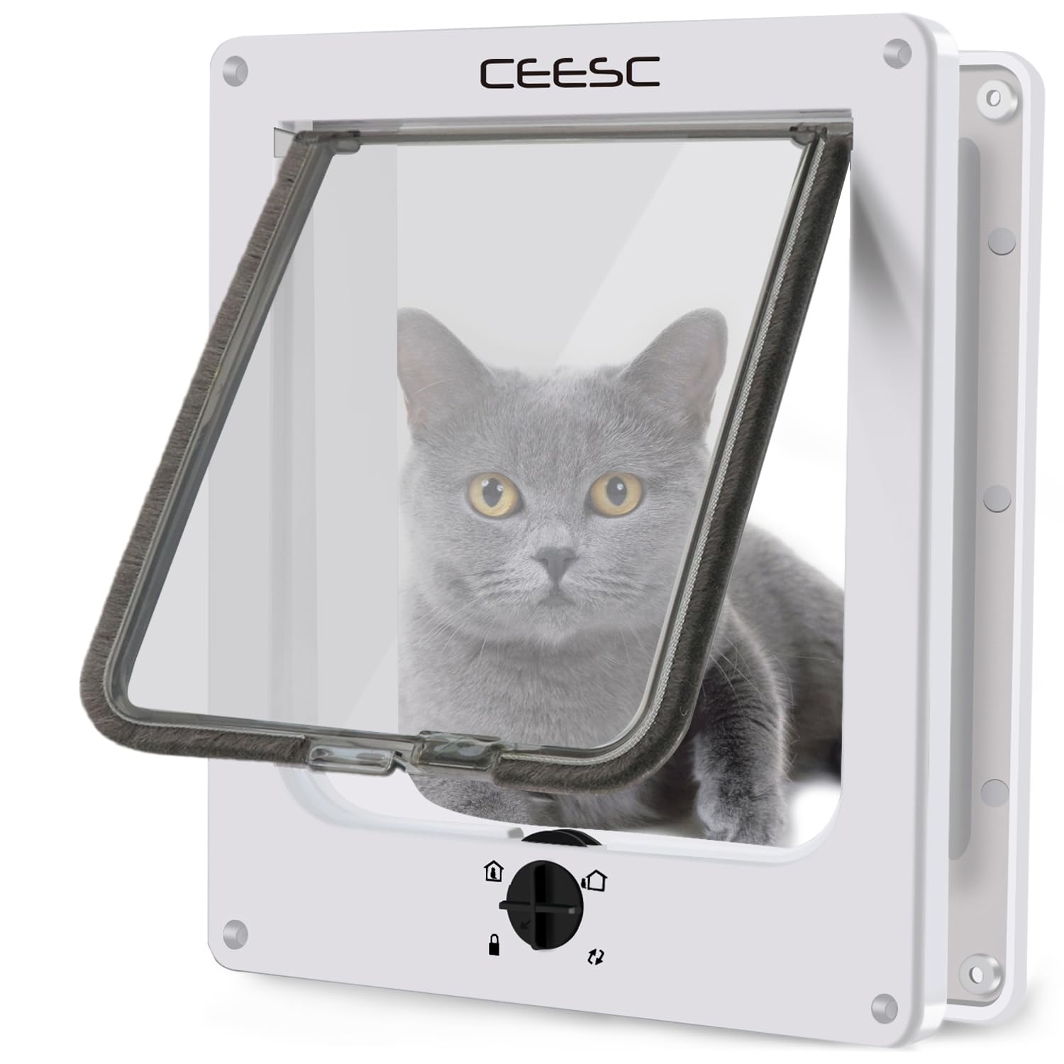 CEESC large cat door front view shows weatherproof exterior for year-round use
