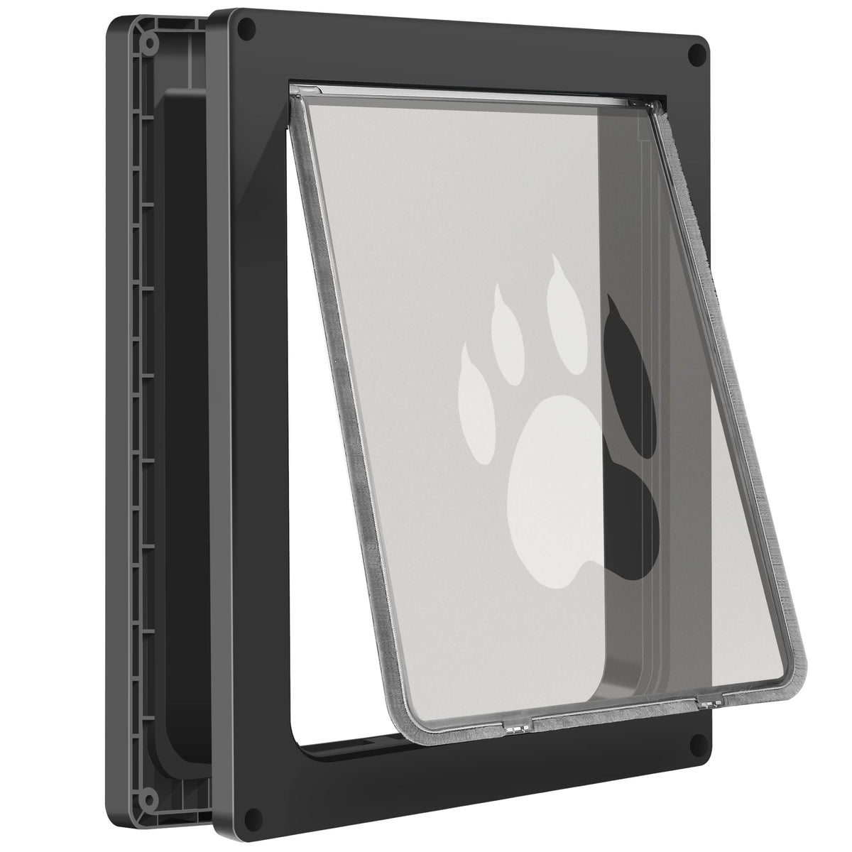 CEESC large dog door frame angled view highlights sturdy construction for durable pet access.