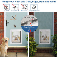 CEESC large dog door magnetic bottom strip keeps the door closed securely