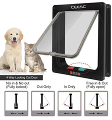 CEESC weatherproof cat door brush seal detail reduces noise on closing.