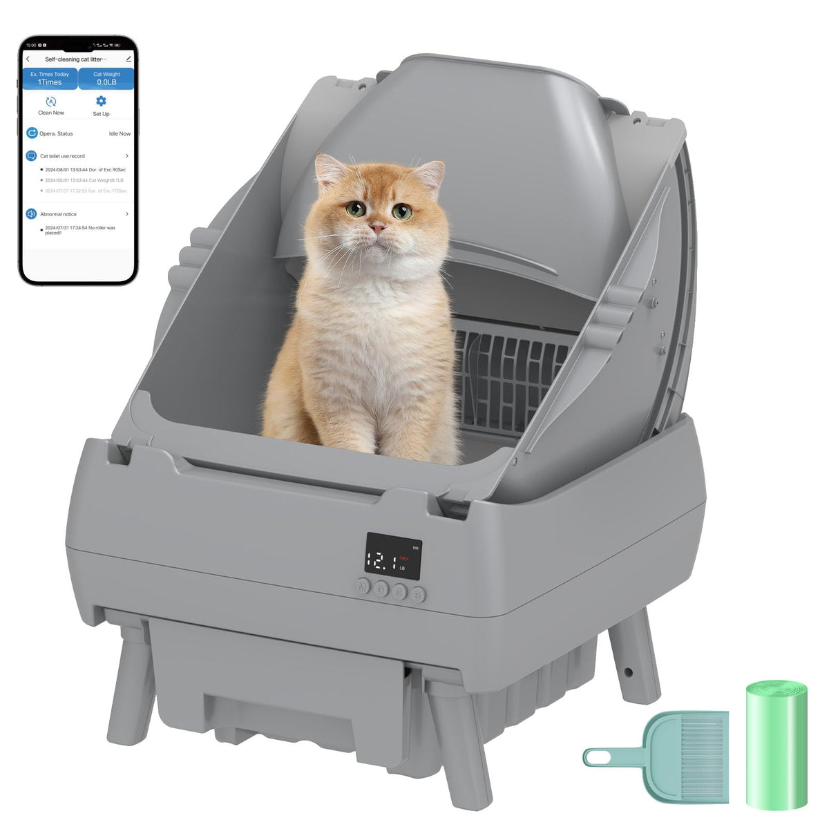Cegimus automatic litter box app control enables remote monitoring and cycle management.