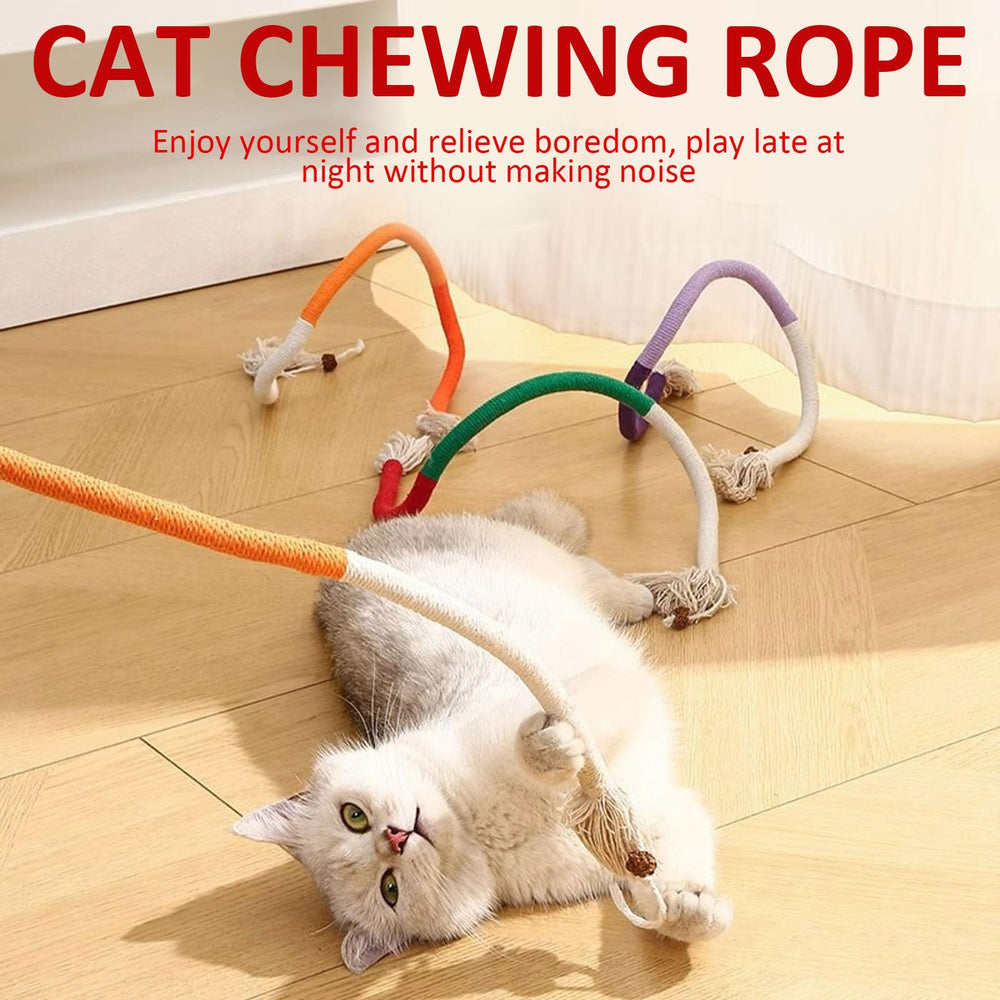 Celery Pet cat chew rope natural silver rattan features safe, stimulating texture.