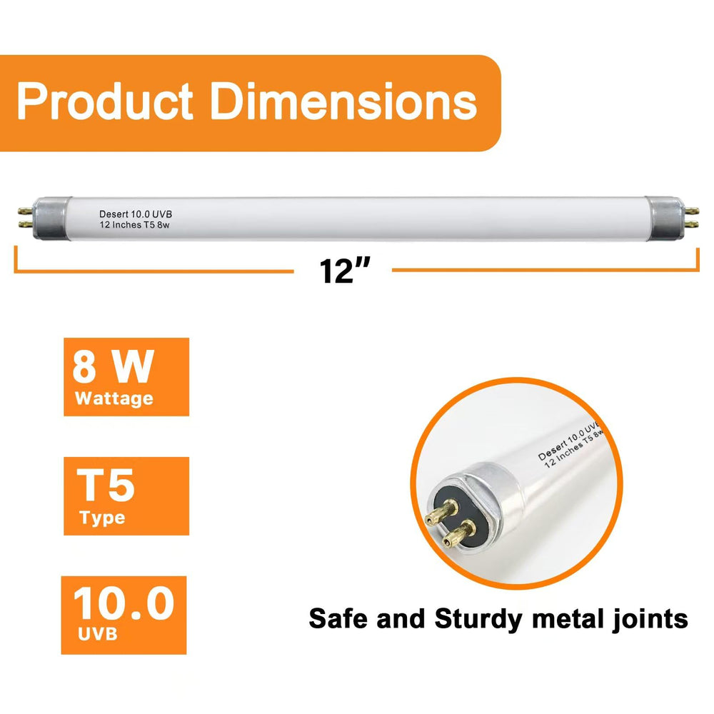 Celiwace T5 UVB bulb in desert enclosure for healthy vitamin D3 uptake.