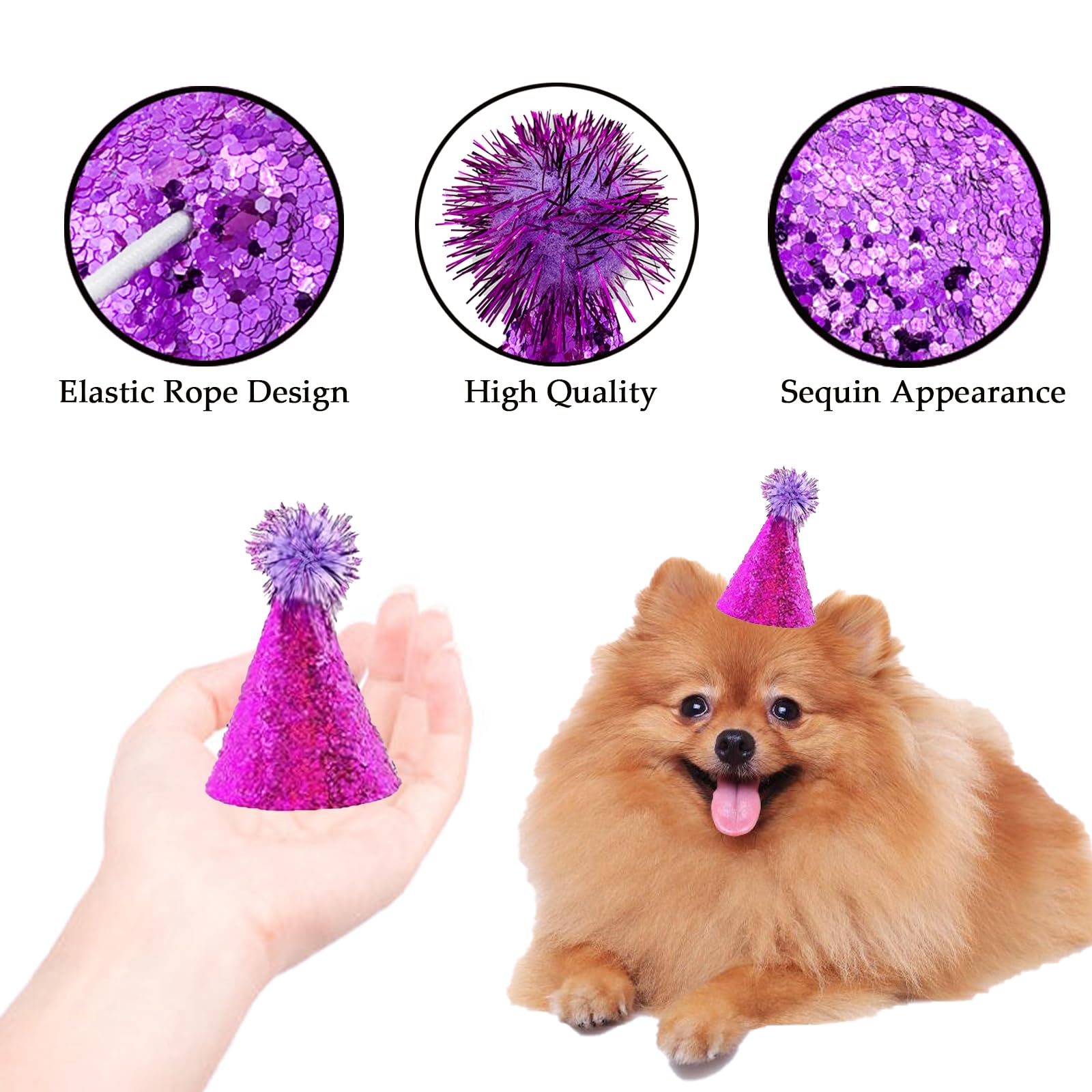 Cellcacn sequined pompon dog hat adds sparkle for cute party looks.