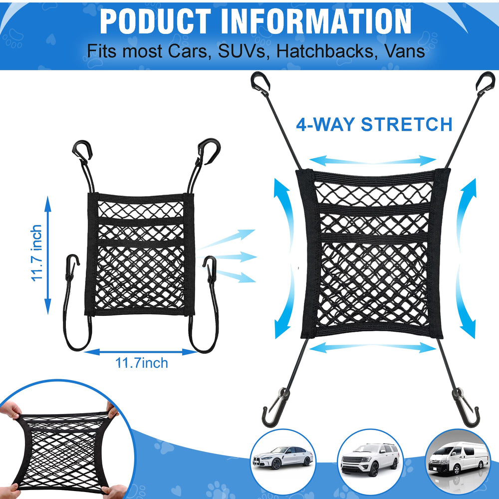 CEMZENFIX dog car net barrier 3-layer mesh close-up shows durable, breathable construction.
