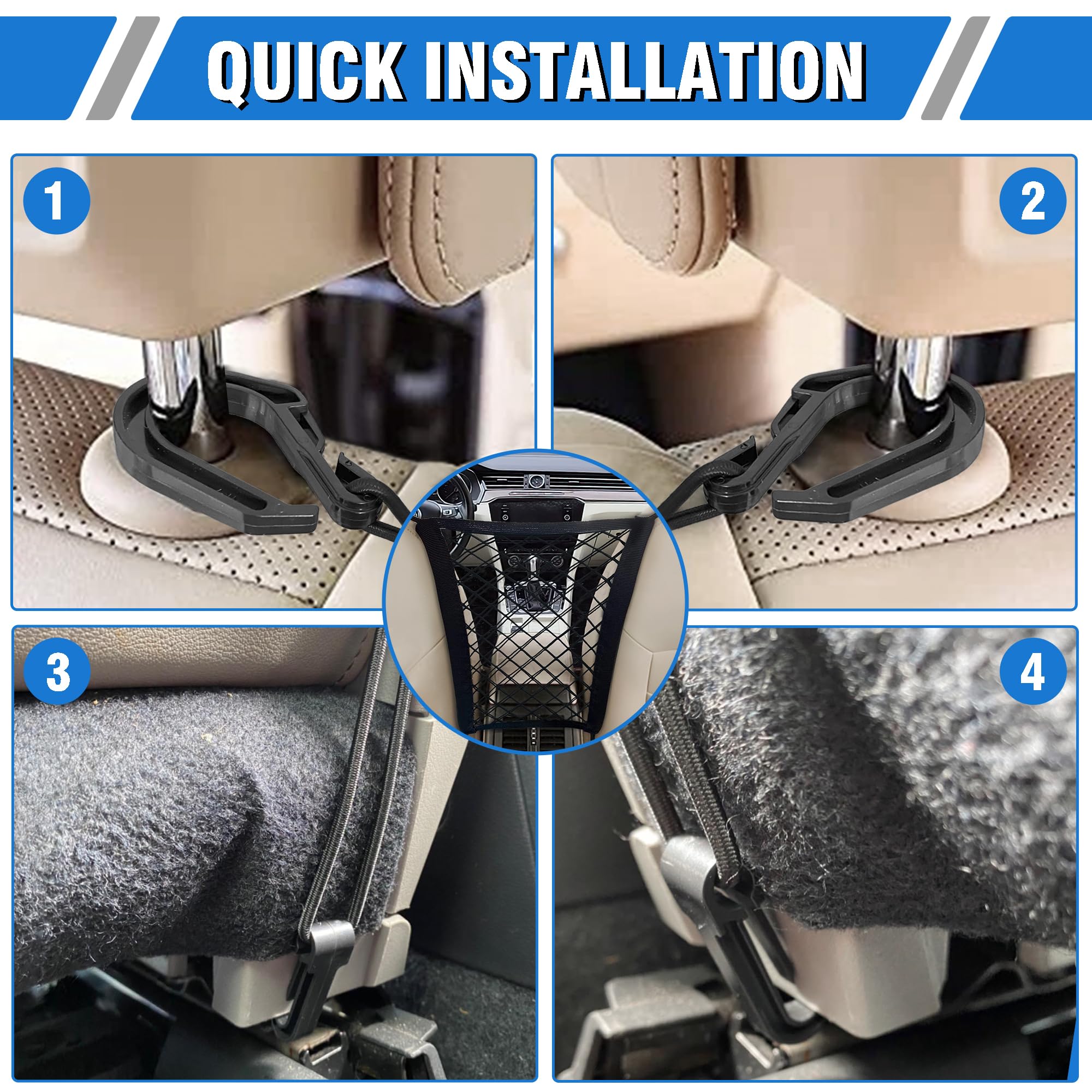 CEMZENFIX dog car net barrier universal fit image emphasizes compatibility with various seats.