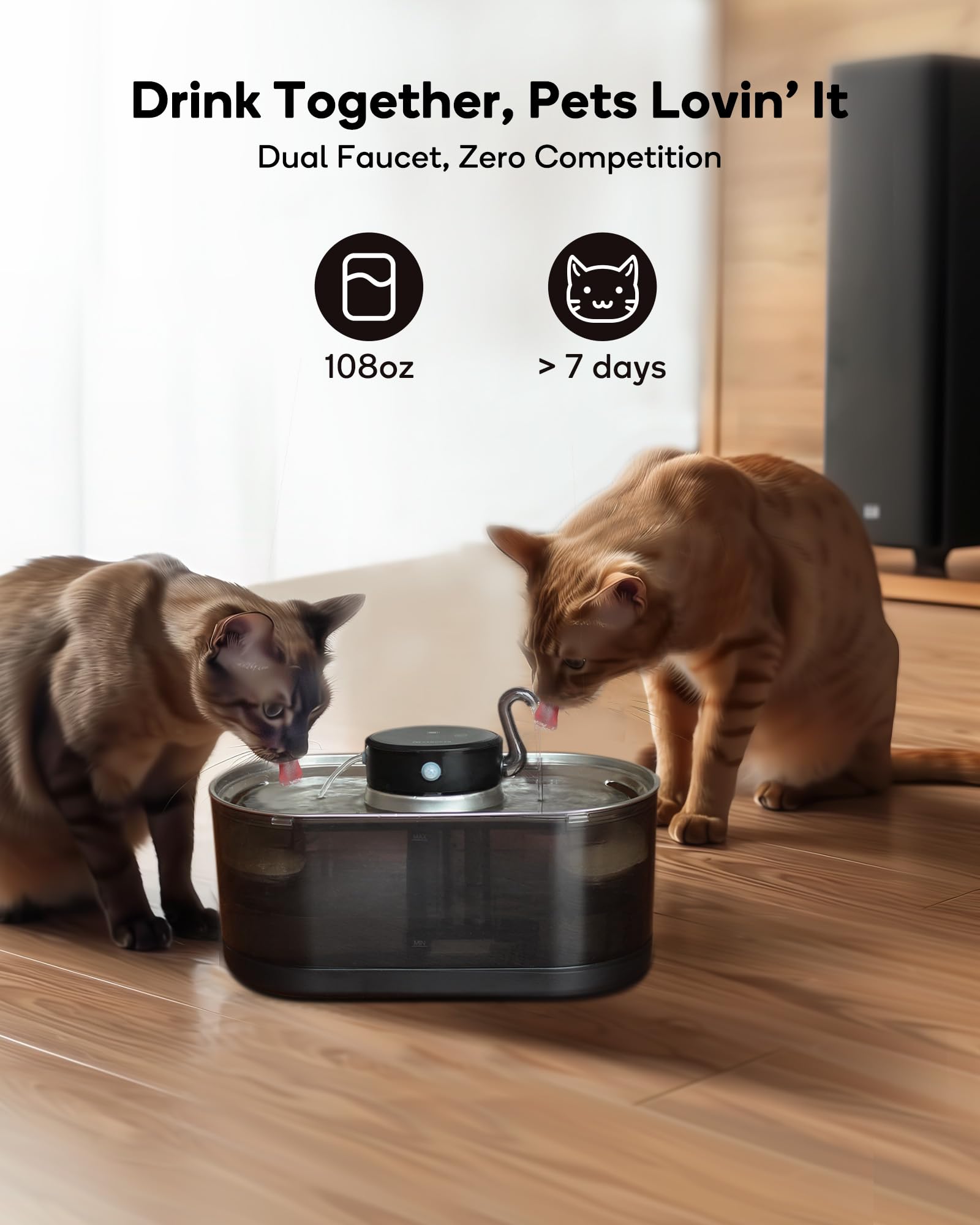 CENGCEN cat fountain shows 5000mAh battery with clear power indicator