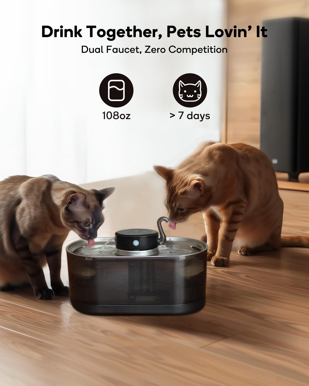 CENGCEN cat fountain shows 5000mAh battery with clear power indicator