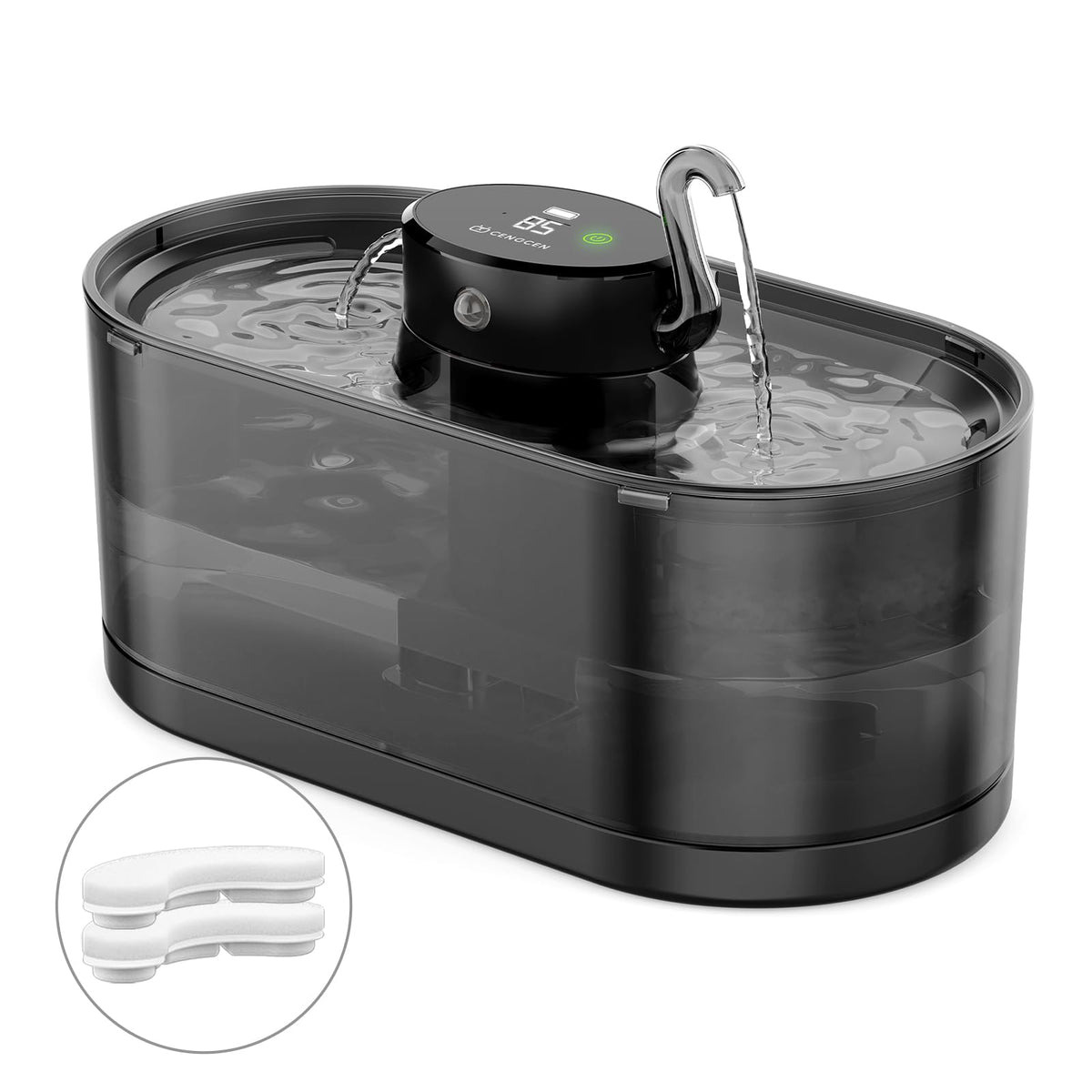 CENGCEN cordless cat fountain 108oz capacity enables easy hydration anywhere.
