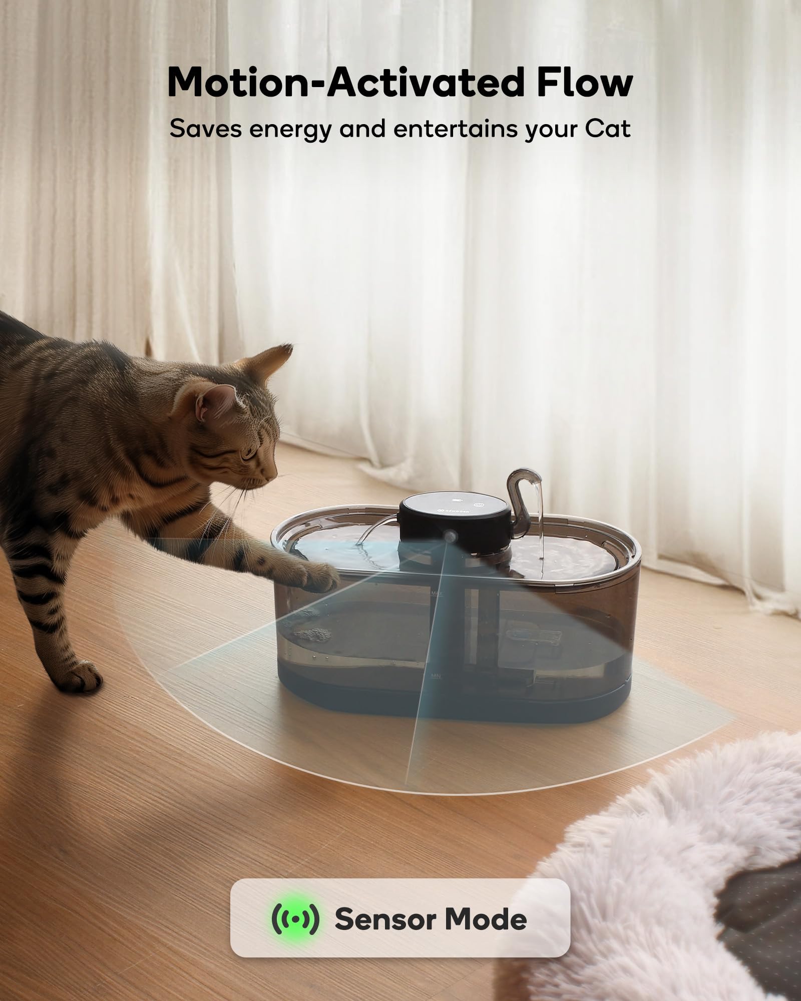 CENGCEN sensor mode battery-powered for automatic flow when a cat approaches.