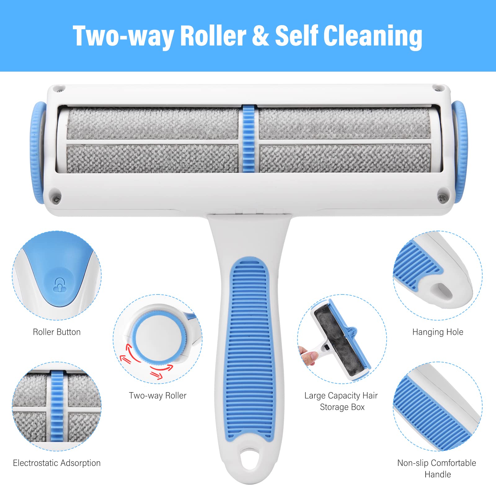 CenGoes pet hair remover roller with storage box simplifies post-use cleanup.