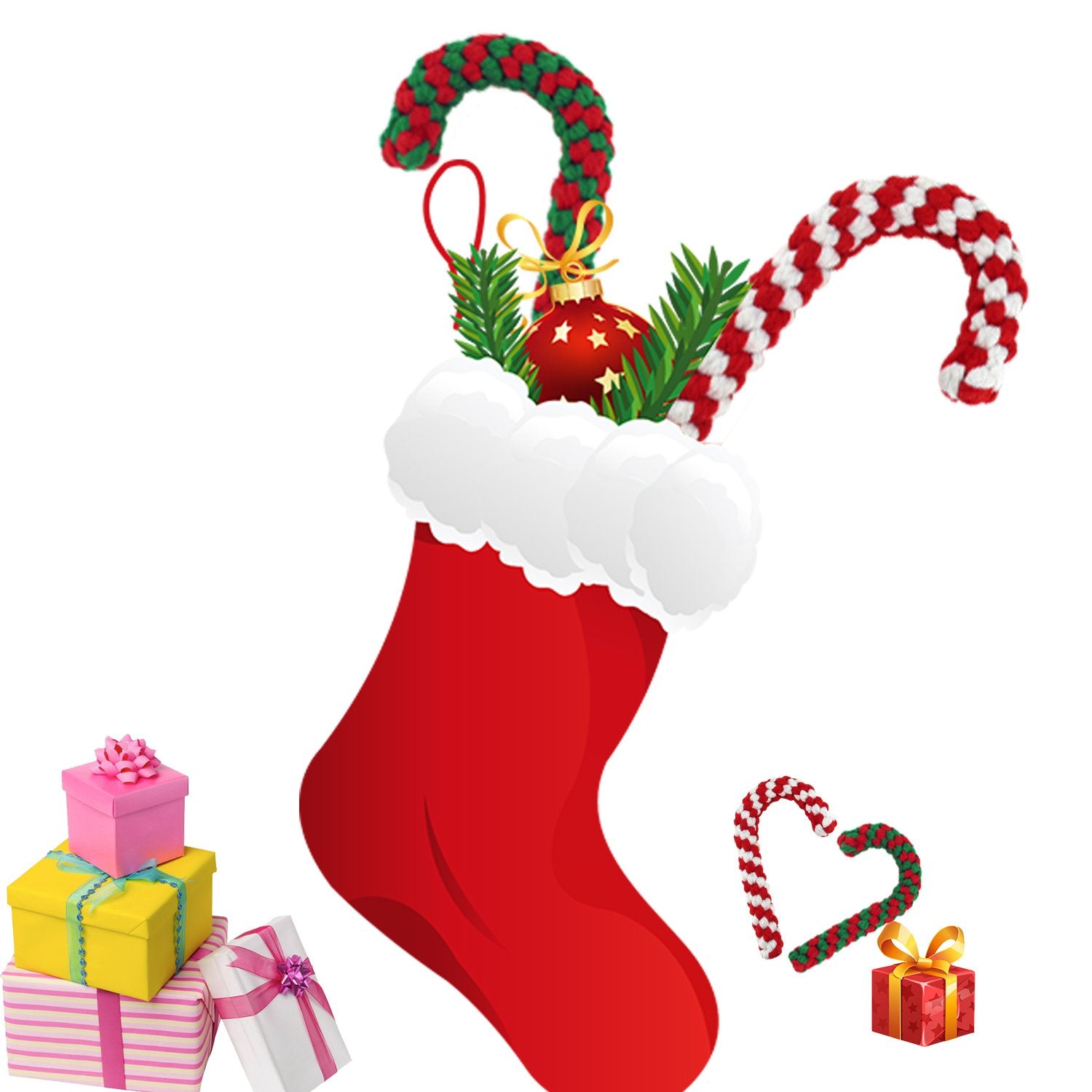 Cenme Candy Cane Rope Toy’s bright colors engage dogs during indoor games