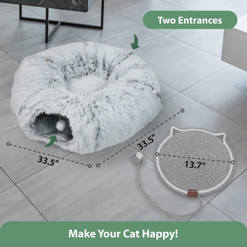 CERADOR Cat Tunnel Collapsible Storage—folds flat for easy, compact storage.