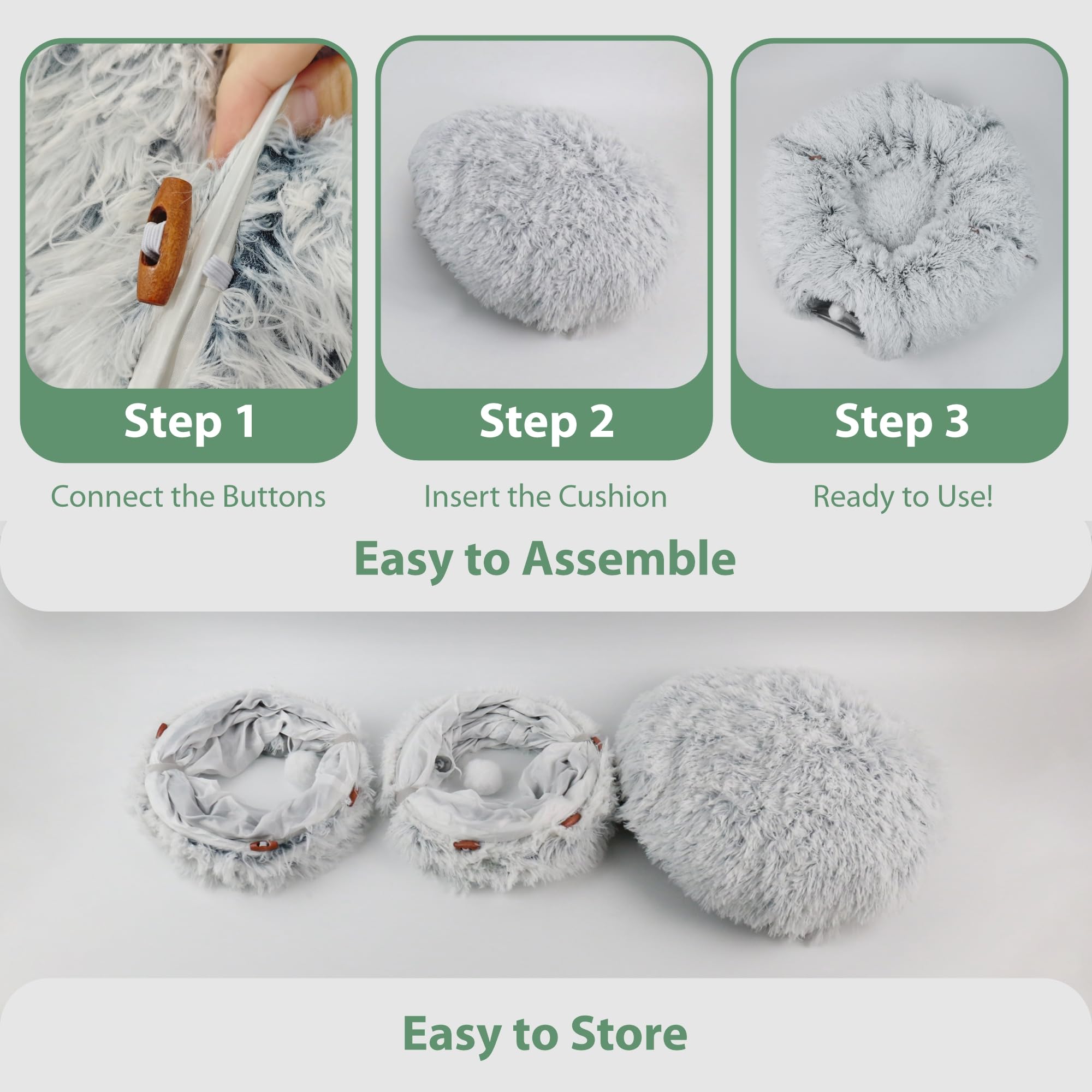 CERADOR Cat Tunnel Tool-Free Assembly—quick setup without tools.