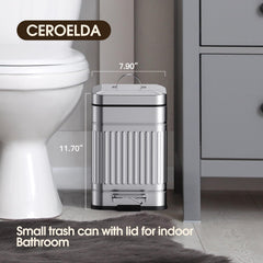 CEROELDA soft-close lid trash can reduces kitchen noise.