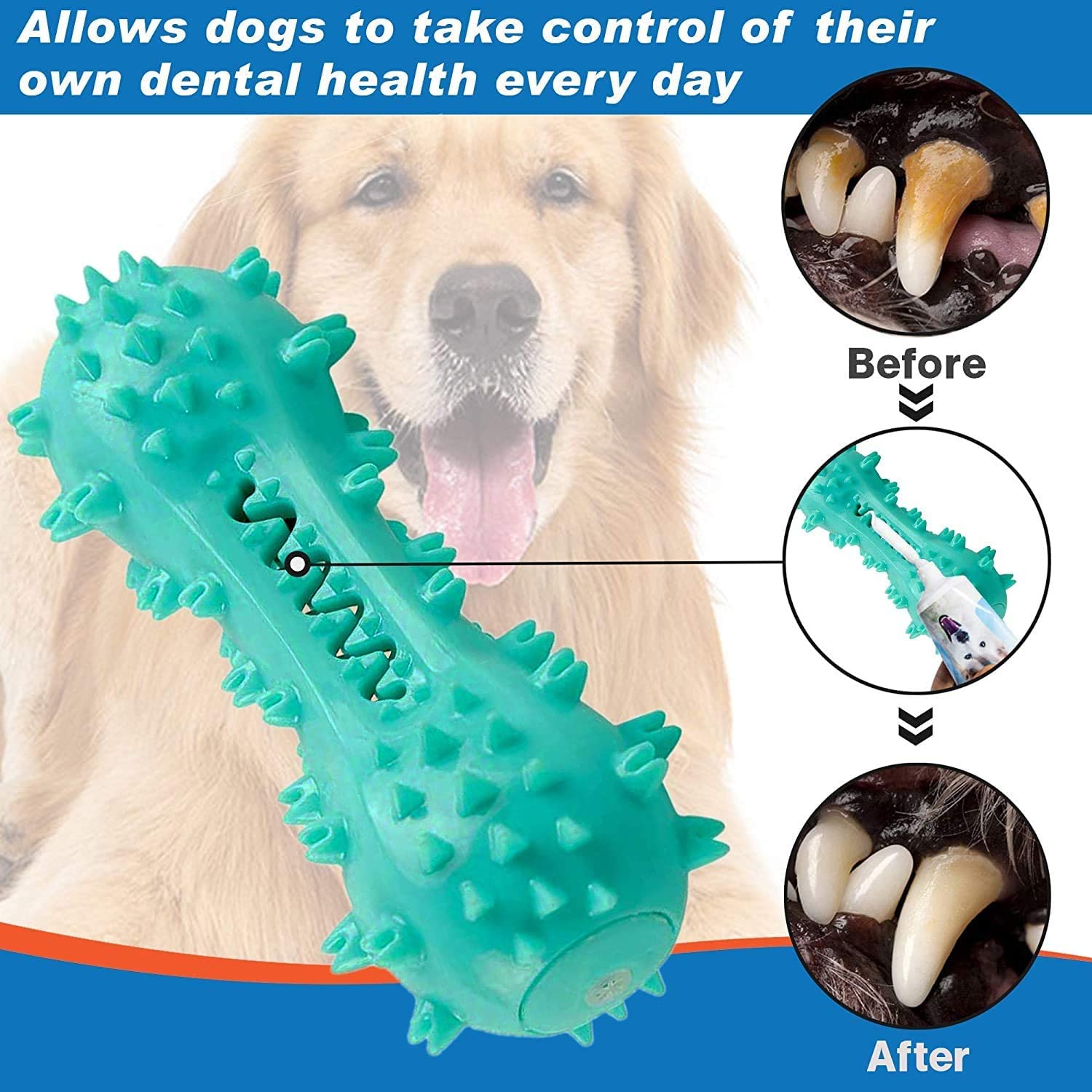 CERISURIO dog toy blue stuffed with kibble or peanut butter for enrichment