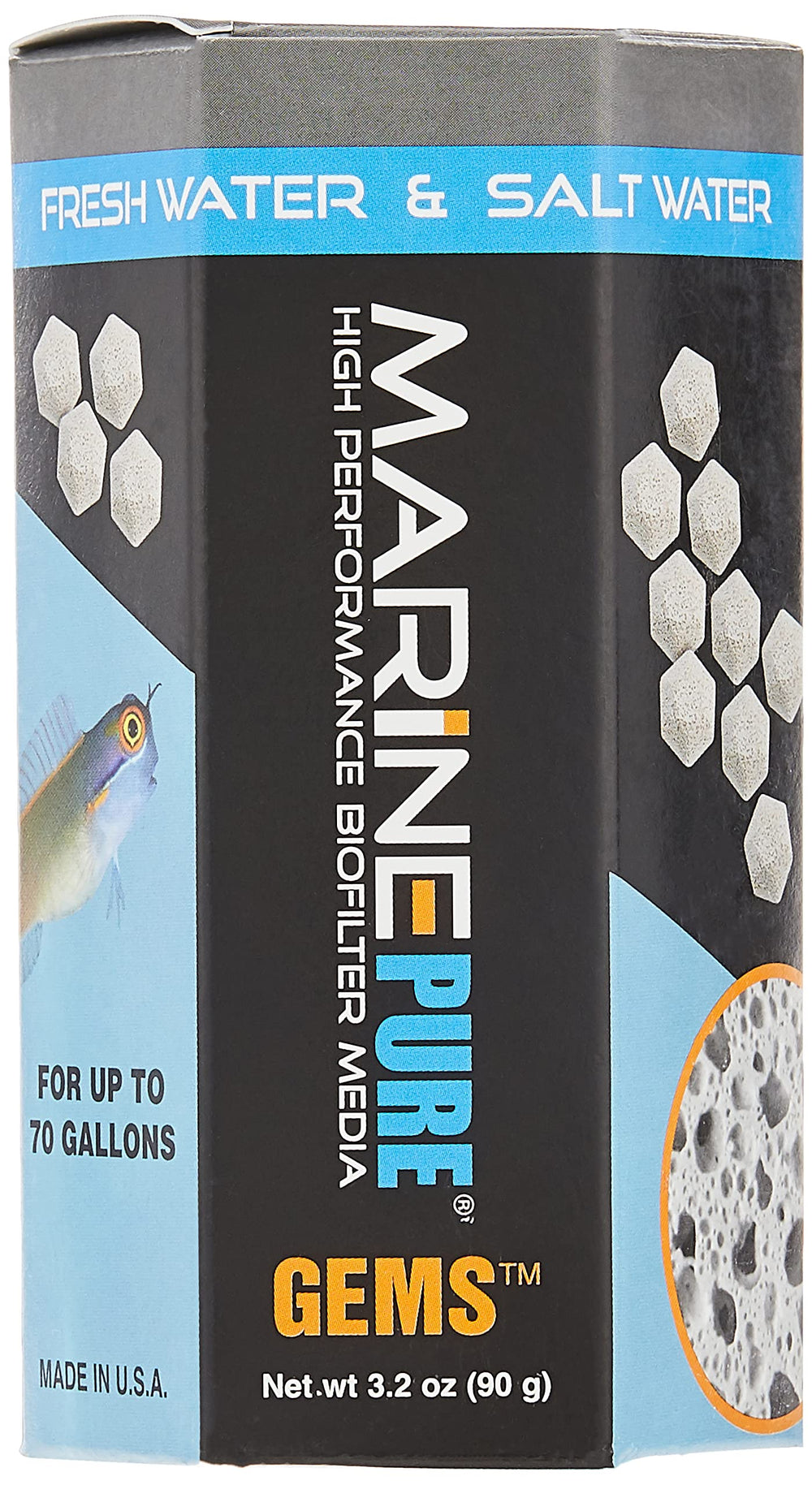 CerMedia MarinePure Gems 90g packaging for filtration setup.