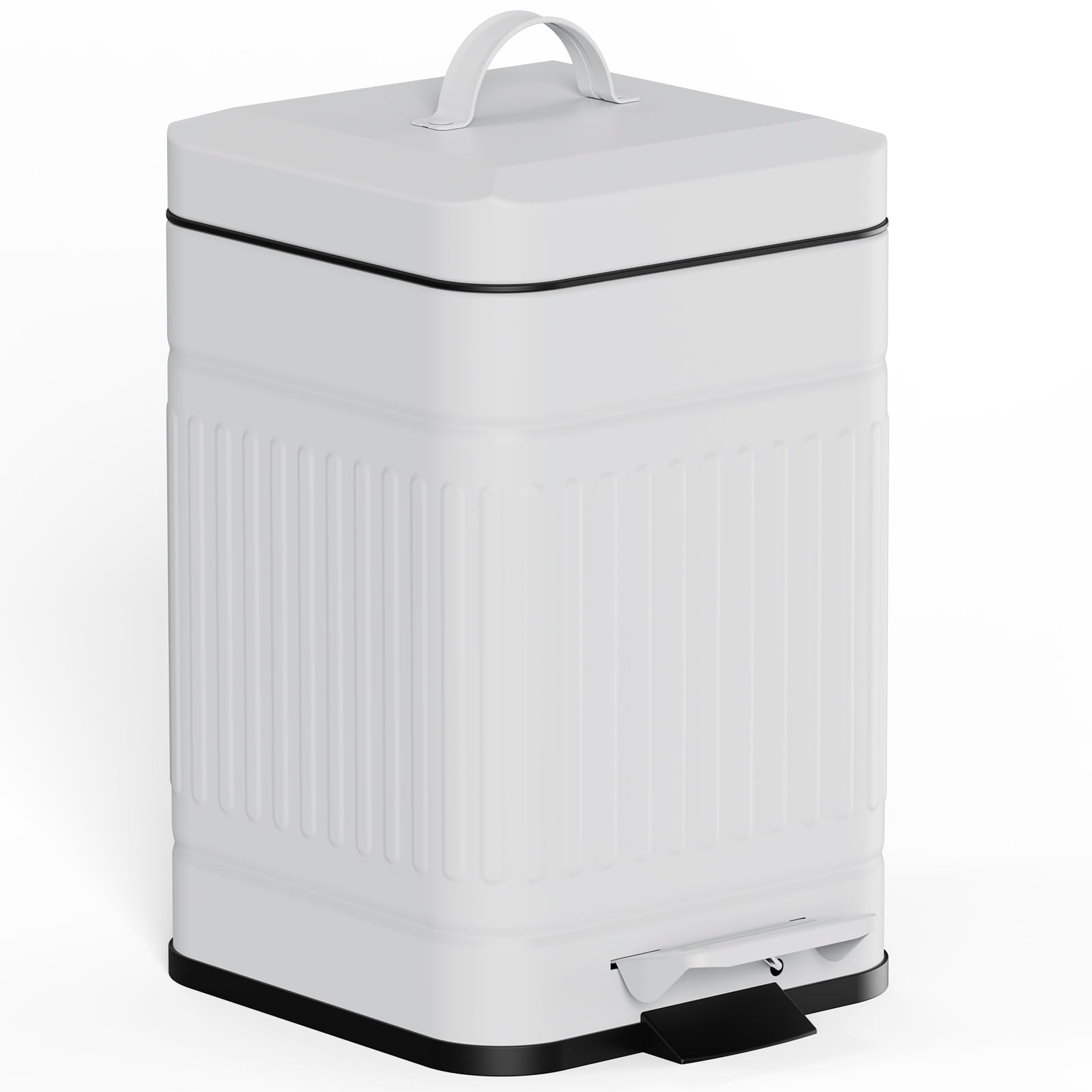 CEROELDA 5L small trash can with lid in white, compact and stylish.