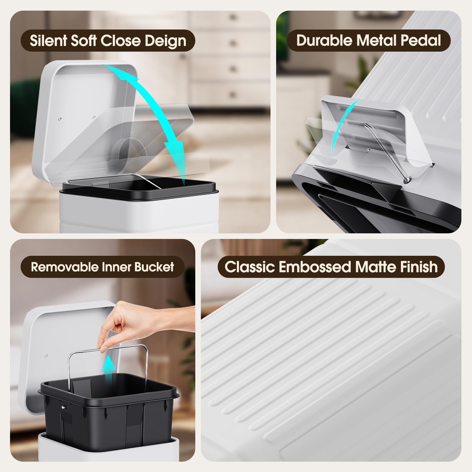 CEROELDA removable inner bucket for easy dumping and cleaning.