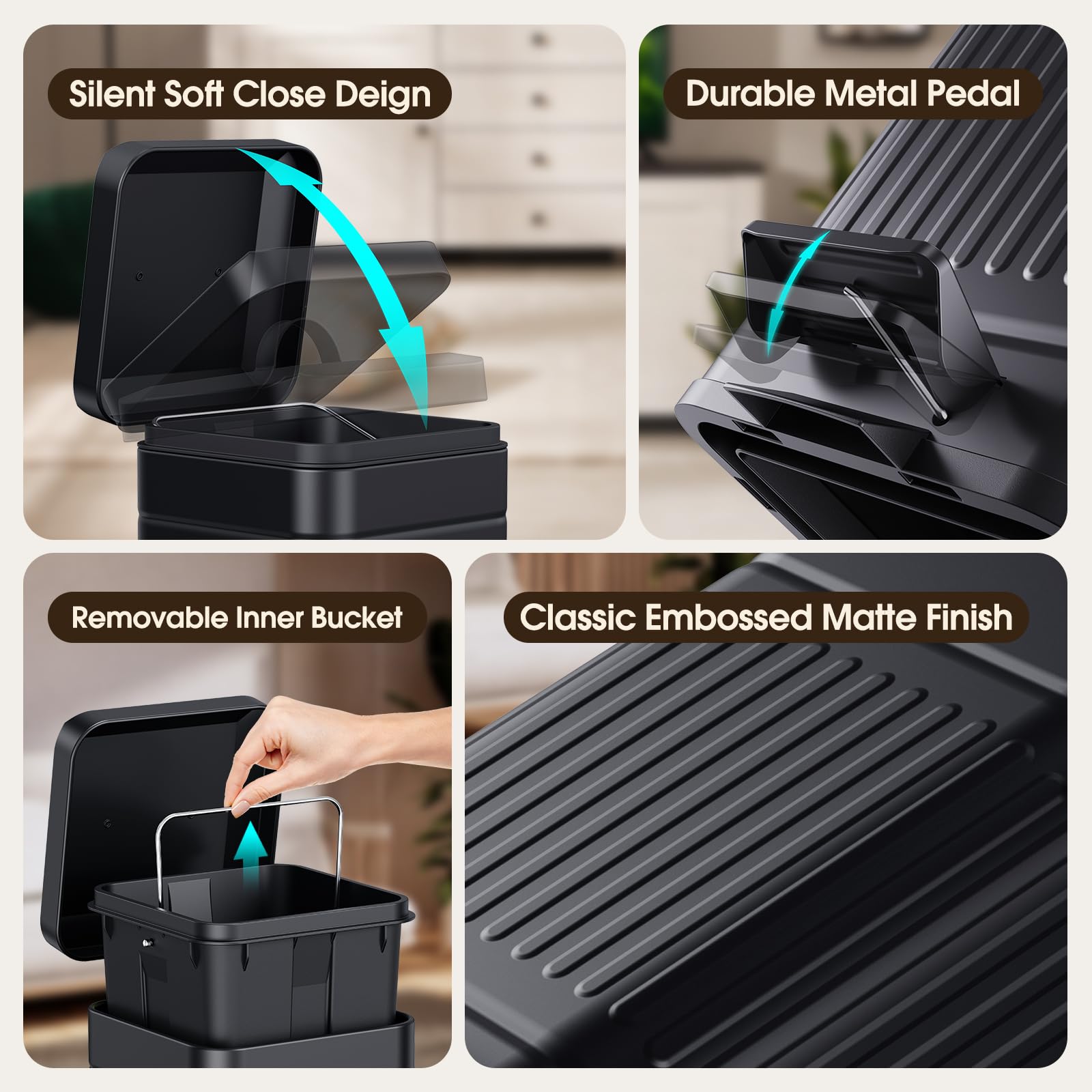CEROELDA removable inner bucket simplifies dumping and rinsing waste.