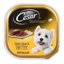 CESAR Sunrise grilled steak and eggs breakfast tray — convenient single-serve meal for busy mornings.