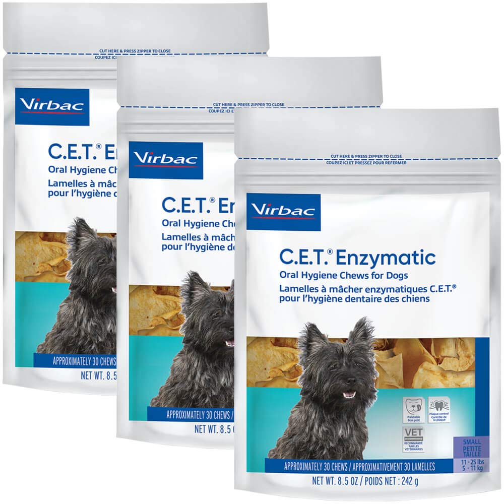 C.E.T. enzymatic oral chew for dogs 11-25lbs promotes cleaner teeth and fresher breath