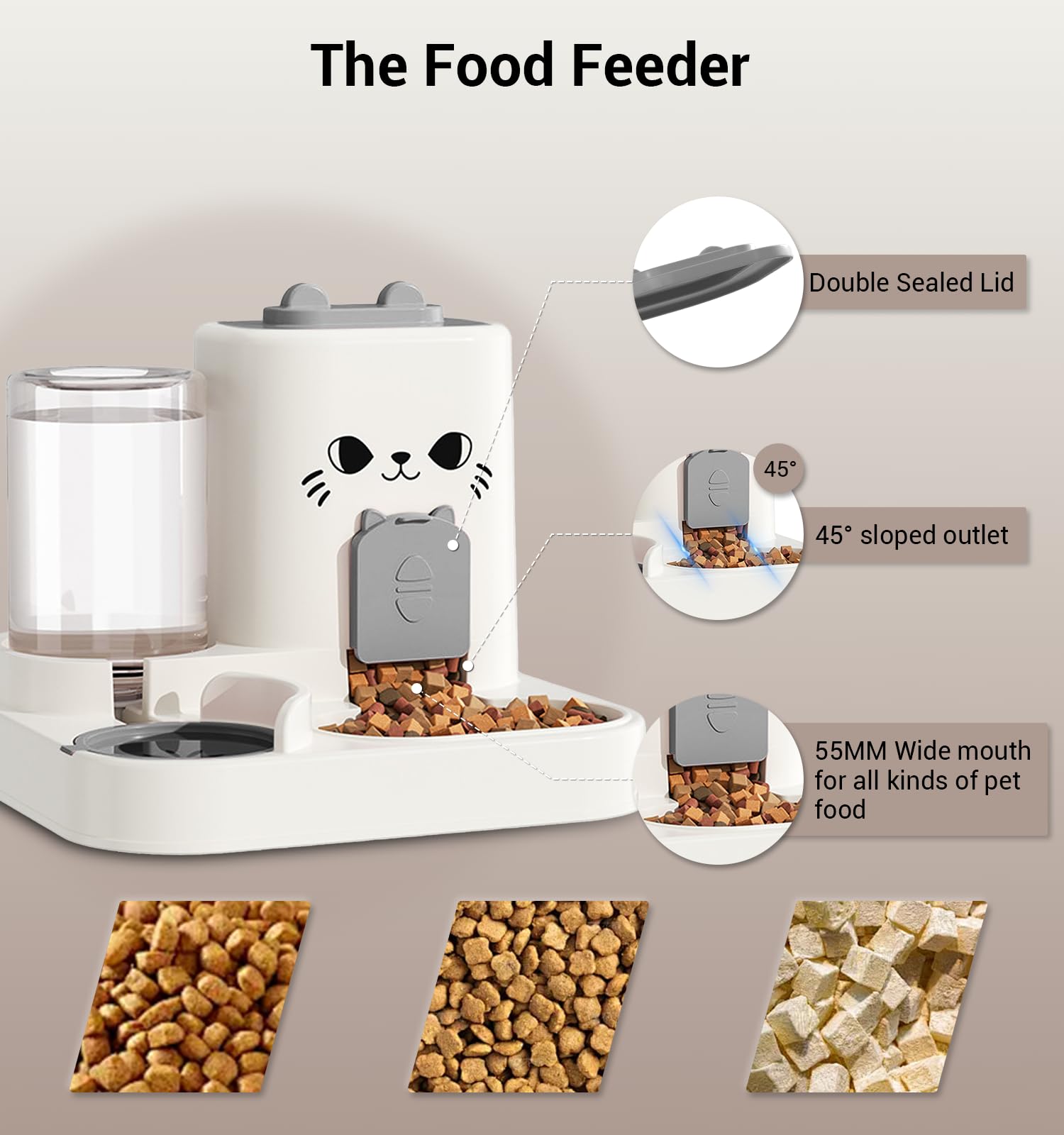 CEYE Gravity Cat Feeder anti-leak siphon mechanism prevents overflow.