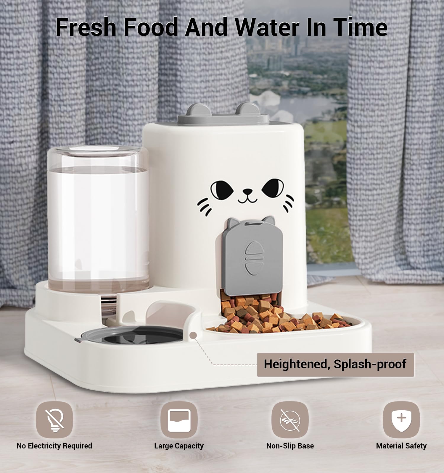 CEYE Gravity Cat Feeder water dispenser shown with 0.8L capacity for steady hydration.