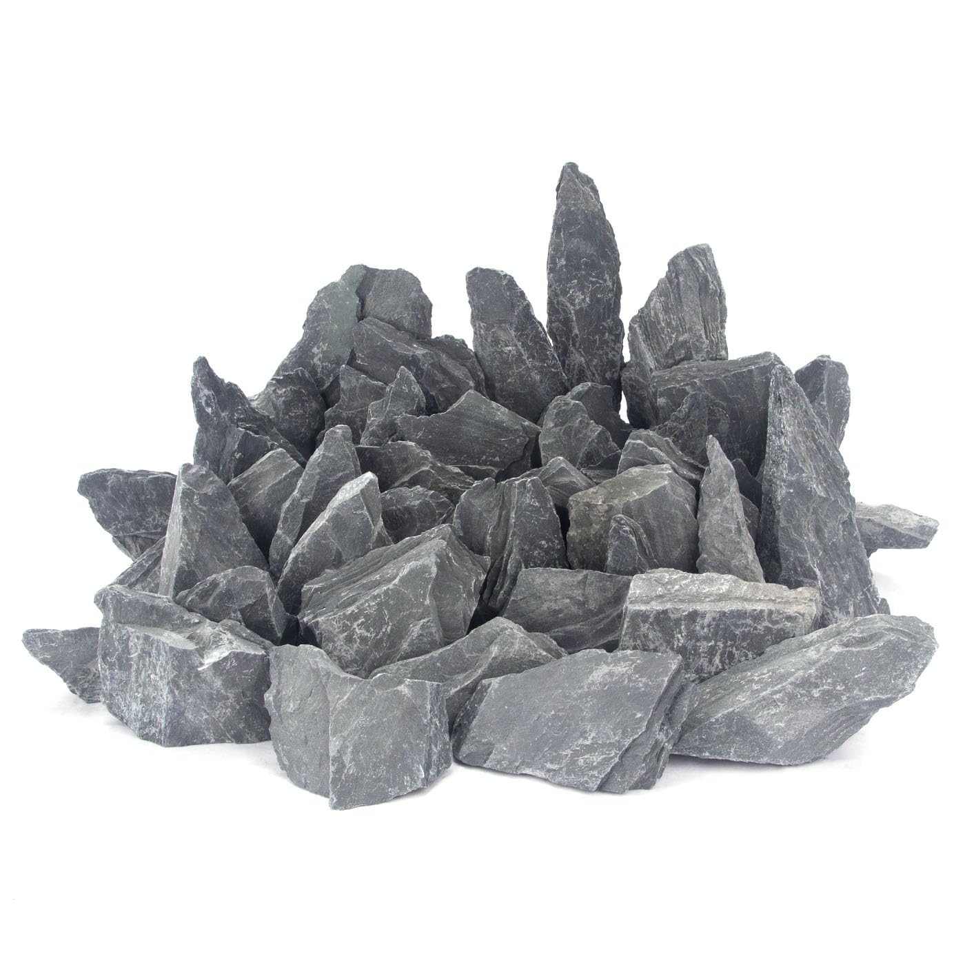 CFKJ slate stone arranged as focal point in aquarium for visual depth