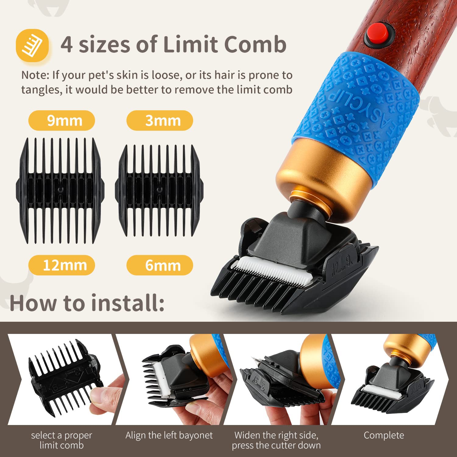 CGOLDENWALL Dog Hair Clipper stepless speed control knob for adaptable trimming sessions.