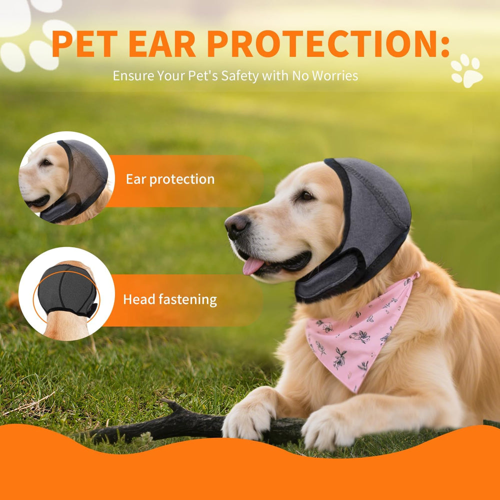 CGPVTSJ No Flap Ear Wraps drying a dog after a bath to protect ears