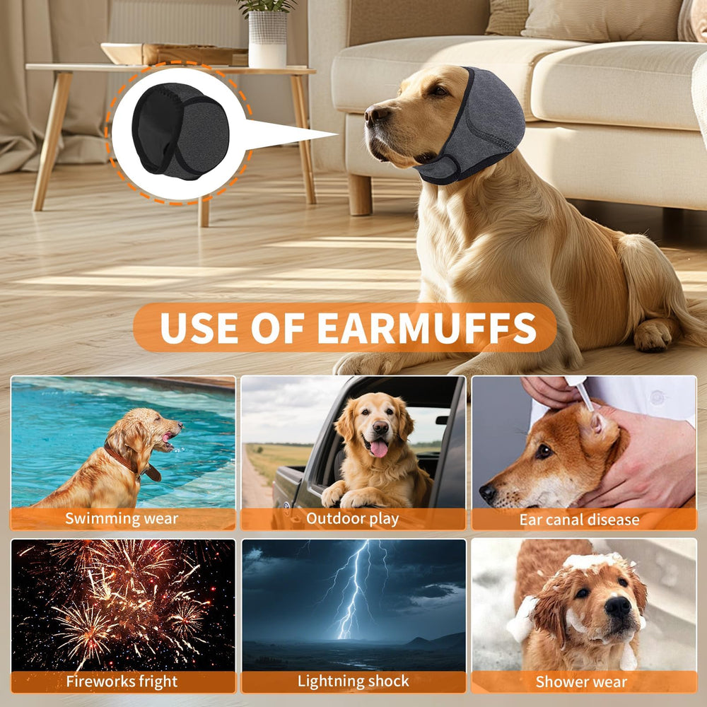 CGPVTSJ No Flap Ear Wraps helping reduce noise during fireworks for calmer dogs