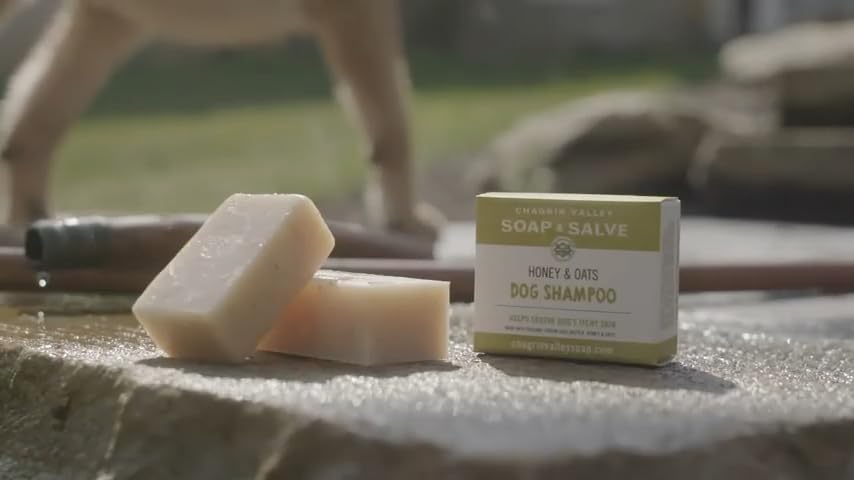 Chagrin Valley dog shampoo-bar promotes natural shine and coat health.